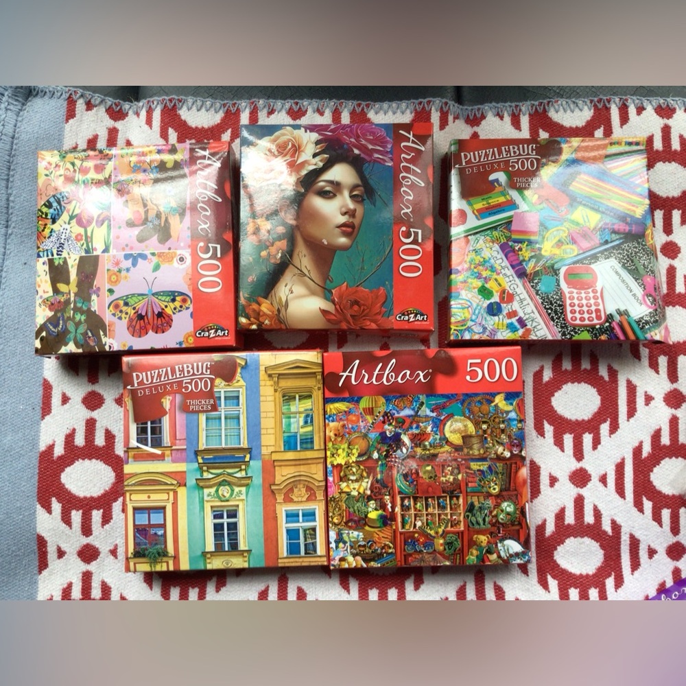 5 puzzles Artbox 500 Piece Puzzle Set colorful